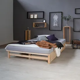 Homestyle4u Palettenbett 140 x 200 cm H2 Braun
