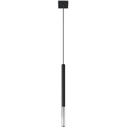 Pendelleuchte schwarz Metall Hängeleuchte schwarz Zylinder Hängelampe schwarz Modern, aus Stahl mit chrom Akzent, 1x G9, DxH 8x110 cm