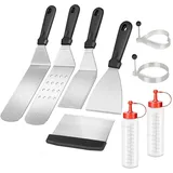 Intirilife Grillbesteck Set 9-teilig Edelstahl schwarz