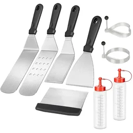 Intirilife Grillbesteck Set 9-teilig Edelstahl schwarz