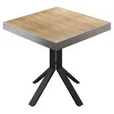 BE | Bistro Tisch | 80 x 80 x 77 cm | Quadratisch | Edelstahl Rand | Eiche / ...