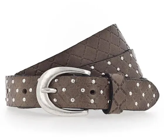 b.belt Lilou Nietengürtel Leder 100 cm braun