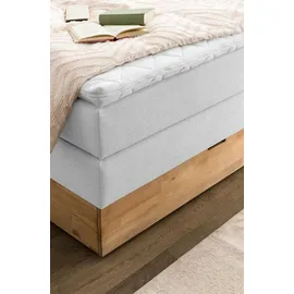 Belanoti MARBO Boxspringbett 140x200 mit Bettkasten 7-Zonen Taschenfederkern Matratze Topper Bett 140x200 Eiche Farbe Weissgrau H2/H3 - Weiß