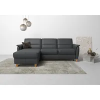 Home Affaire Ecksofa »Palmera L-Form«, Federkern, Bettfunktion und mit/ohne Bettkasten / 244 x 89 x 163 / Leder Schwarz