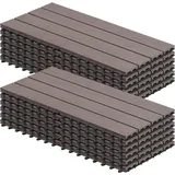 Woltu wpc Terrassenfliesen Terrassendielen Holz-Optik 30x60cm, Fliese Bodenfliese Klickfliese Bodenbelag Braun (12 Stück /