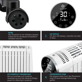 Kesser KESSER® Ölradiator 2500W Elektrische Heizung Heizkörper Elektroheizung energiesparend mit Display WiFi App & Fernbedienung Touchscreen - Mobil Öl Radiator 24h Timer, Thermostat & Überhitzungsschutz