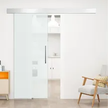 Homcom Glasschiebetür rechts 90 x 205 cm satiniert
