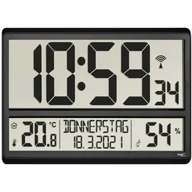 TFA Funkuhr mit Raumklima Schwarz 60.4520.01