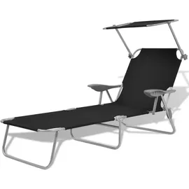 furnicato Sonnenliege 58 x 108,5 x 189 cm Schwarz