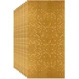 Baketron Küche Fliesenaufkleber PVC, 10 Stück Mosaik Fliesenaufkleber 30x60cm Selbstklebende Fliesen für Badezimmer Selbstklebend Wasserdicht Fliesensticker Mosaikstil - Gold