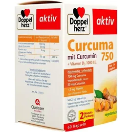 Doppelherz Aktiv Curcuma 750 mit Curcumin + Vitamin D3 1000 I.E. Kapseln 60 St.