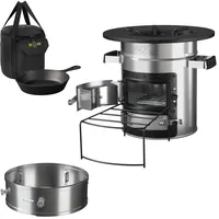 bbq#boss BbqBoss Raketenofen mit Grillpfanne Tragetasche Power Ring Silber Campingkocher