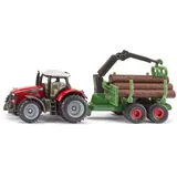 Sieper GmbH 1134 - Massey Ferguson Traktor mit Forstanhänger grün/rot 1:32