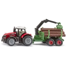Sieper GmbH 1134 - Massey Ferguson Traktor mit Forstanhänger grün/rot 1:32