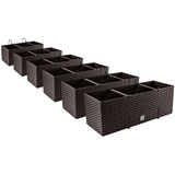 6X Blumenkasten Blumentopf Rattan-Optik mit Halterungen Pflanztopf Balkonkasten Pflanzkästen, Umbra