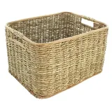 Dekoleidenschaft Aufbewahrungskorb aus Rattan 46 x 36 x 28 cm beige