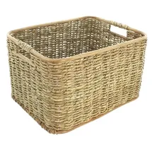 Dekoleidenschaft Aufbewahrungskorb aus Rattan 46 x 36 x 28 cm beige