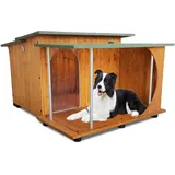 Original Legno Italia - Hundehütte Hundehaus Hundehöhle Hundebox Aus Holz Mod. Italy Mit Veranda Dach Made In Italy C - Setter Mit 'thermovorhang' 93x105xh65