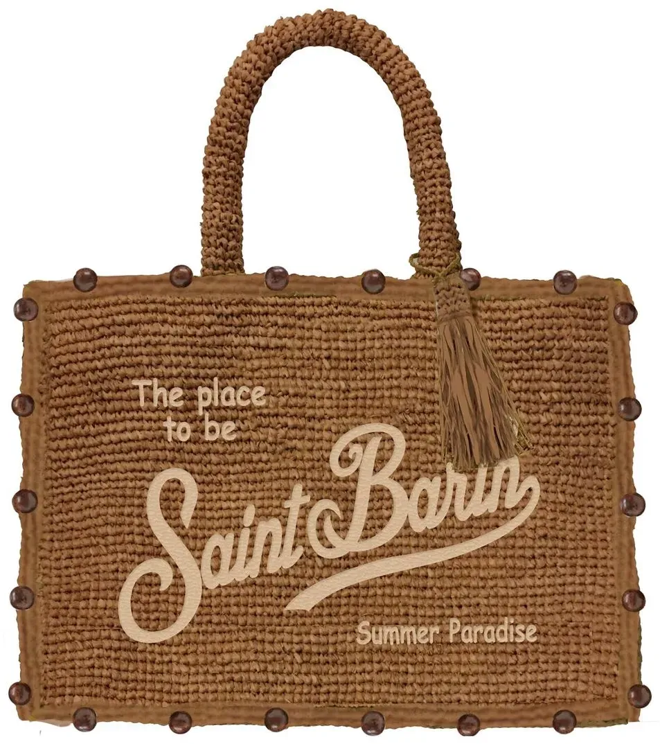 MC2 Saint Barth Colette Raffia Hand Bag With Strap beads 19 emb (09044L) ONE SIZE