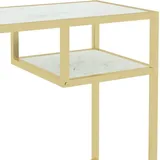 vidaXL Computertisch Weiß und Golden 100x36x74 cm Glas - Weiß