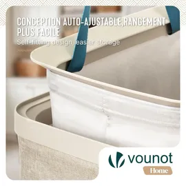 VOUNOT Vounot® Wäschekorb 3 Fächer 170L, Wäschesammler mit Deckel Beige