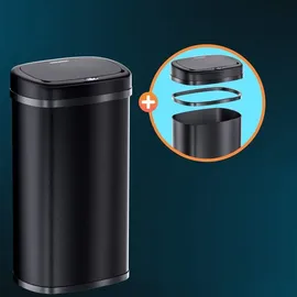 monzana MONZANA® Edelstahl Mülleimer Küche 58 L Automatik mit Bewegungssensor Soft-Close-Deckel Wasserdicht USB-Kabel Smarter Abfalleimer Müllbehälter Schwarz