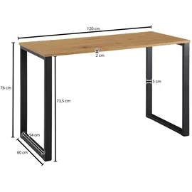 KADIMA DESIGN Schreibtisch Eiche-Dekor / Schwarz 120x60x76 cm Design Computertisch, Homeoffice Bürotisch Klein Hell, Laptoptisch Arbeitszimmer mit