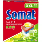 Somat All in 1 Zitrone & Limette Spülmaschinen Tabs, 57 tabs, XXL Pack, Geschirrspül Tabs für kraftvolle Reinigung mit Geruchsneutralisierer Funktion