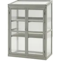 MCombo M Mcombo Gewächshaus Frühbeet Aus Holz, Für Balkon & Garten, Klein Treibhaus Greenhouse Aufsatz Kasten Winterfest, 4676110cm, 0760 (grau)
