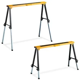Relaxdays Klappbock Holz/Stahl 2 Stück Gelb/Schwarz/Silber