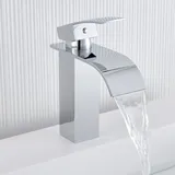 Wasserhahn Bad Armatur Wasserfall Mischbatterie Wasserfallwaschbecken Mischbatterie für Badezimmerwaschbecken