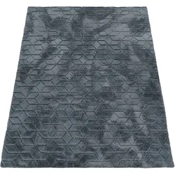 Hochflor-Teppich PACO HOME "Arnheim 745", grau (anthrazit), B:160cm H:26mm L:220cm, Polyester, Teppiche, Uni Farben, modernes geometrisches Design, besonders weich