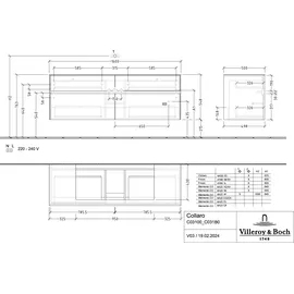 Villeroy & Boch Waschbeckenunterschrank 4 Auszüge 160 x 54,8 x 50 cm Cashmere Grey