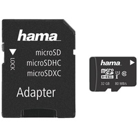 Hama microSDHC 32GB Class 10 80MB/s + SD-Adapter