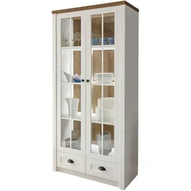 furn.design Vitrine 90 x 198 x 43 cm Weiß