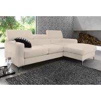 Ecksofa COTTA "Sammy L-Form" Sofas Gr. B/H/T: 226cm x 92cm x 105cm, Microfaser PRIMABELLE, Recamiere rechts, ohne Bettfunktion-mit Kopfteilverstellung, beige (creme) wahlweise mit Bettfunktion