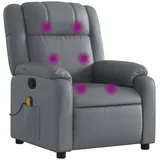 vidaXL Massagesessel, Sessel Verstellbare Rückenlehne Fußteil, Fernsehsessel Relaxsessel mit Liegefunktion, Liegesessel Polstersessel Ruhesessel, Grau Kunstleder
