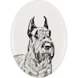 Schnauzer I - Gedenktafel mit einem Foto eines Hundes, Grabplatte mit Druck, personalisierte ovale Platte der Marke Art-Dog