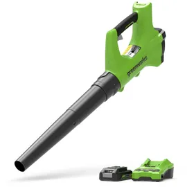 Greenworks G24ABK2 Axial Akku Laubbläser, 156 km/h, 4,27 m3/min, 24V 2Ah Batterie & Ladegerät,