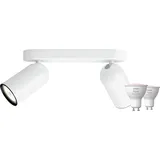 Philips Pongee Aufbauspot - 2 Spots - Weiß + Philips Hue White & Color GU10 (2x)