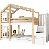 XDOVET Etagenbett mit Speicherung und Rausfallschutz Kinderbett Hausbett Jugendbett
