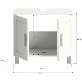 xonox.home Waschbeckenunterschrank B/H/T: 65x56x35 cm) - weiß