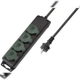 Sygonix Steckdosenleiste 1,40 m Schwarz/Grün 1 St.