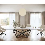 DeLife Esstisch Edge 300x100cm Keramik Laminam®Statuarietto Weiß Mittelfuß Flachstahl Schwarz