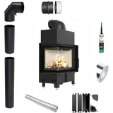 Kamineinsatz KRATKI FLOKI S links 8 kW fi 160 Set mit Rohren