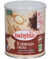 BABYBIO CÉRÉALES - Céréale infantile instantanée bio pour nourrisson 2ème âge, cacao. b 220 g