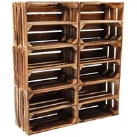 Teramico 6er Set Holzkiste 40x30x25cm Geflammt Ablage - 40