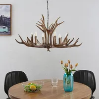 LINDBY Tejask, Ø 102 cm, 6-flammig, Geweih, E14