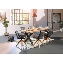 GUTMANN FACTORY Stuhl GUTMANN FACTORY "Iggy", grau (lederlook grau), B:55cm H:84cm T:60cm, Stühle, Stuhl, Drehstuhl in Vintage Optik, im 2er-Set, Drehstuhl