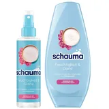 Schauma Sprühpflege Feuchtigkeit & Glanz (200 ml) Hitzeschutz für weiches, glänzendes Haar & Schwarzkopf Feuchtigkeits-Spülung Feuchtigkeit & Glanz (250 ml) mit Reiswasser